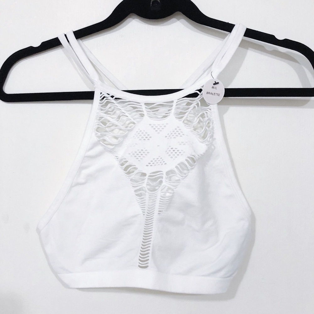 FOREVER 21 Cut Out Bralette Strappy White Cropped